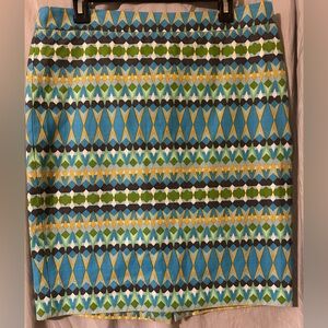 JCrew the Pencil Skirt Colorful Geometric Pattern Skirt Size 10